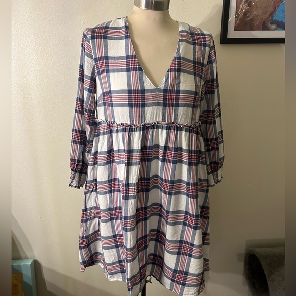 Zara Linen Blend Plaid Mini Dress - Picture 3 of 9